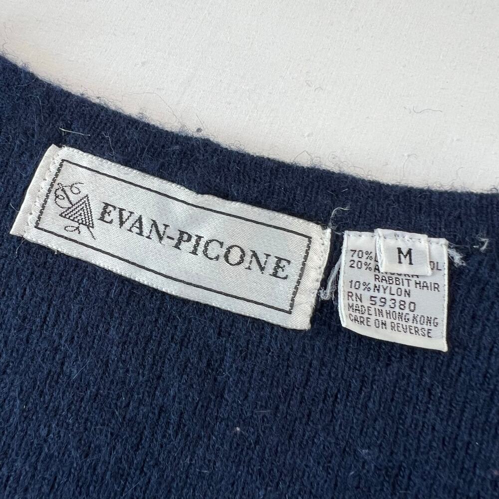 Evan Picone Vintage Lambswool Angora Navy Blue Sweater Vest women's Size Medium - Picture 3 of 8